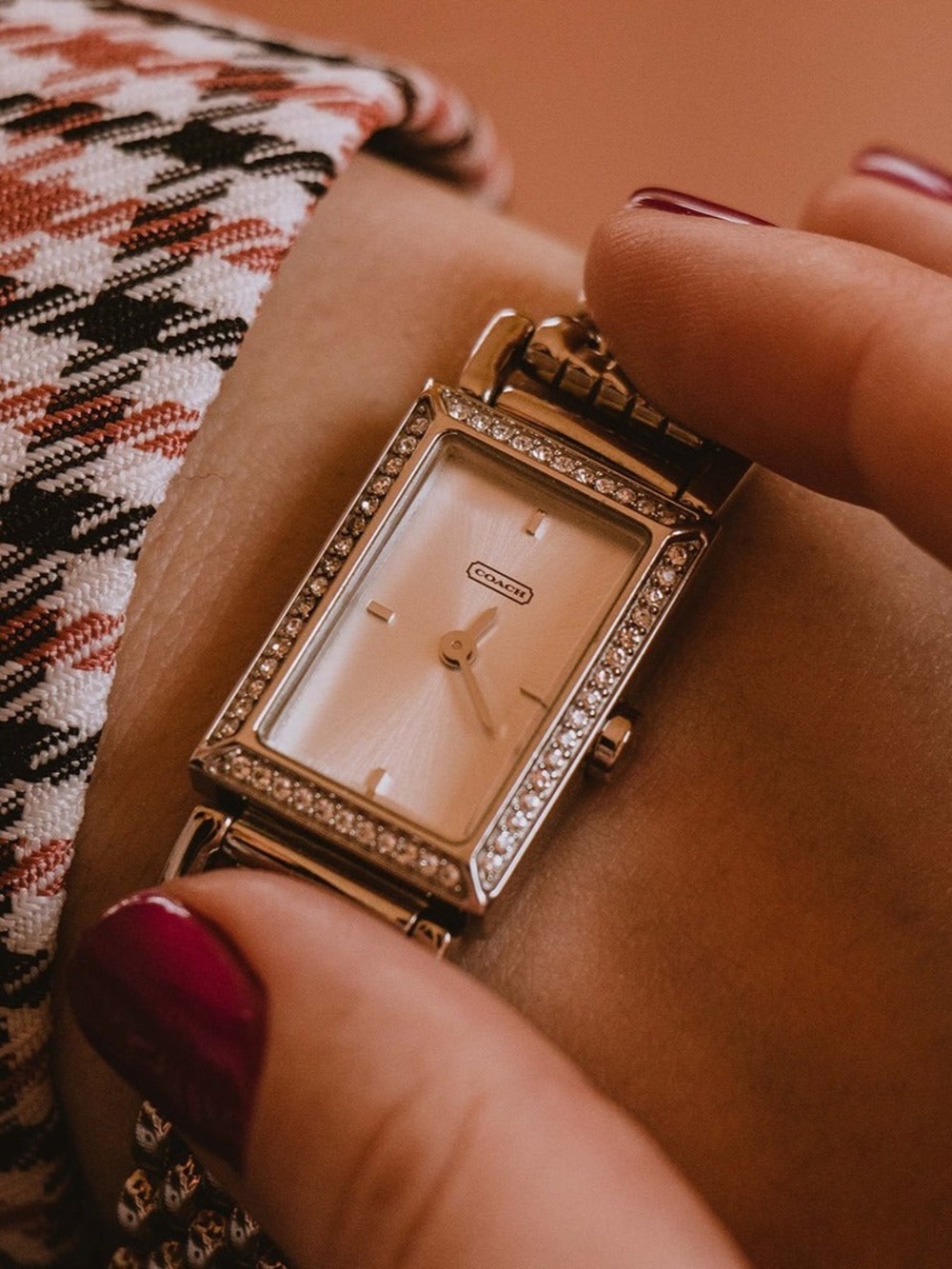 COACH Rectangular Crystal Accent Women's Watch
